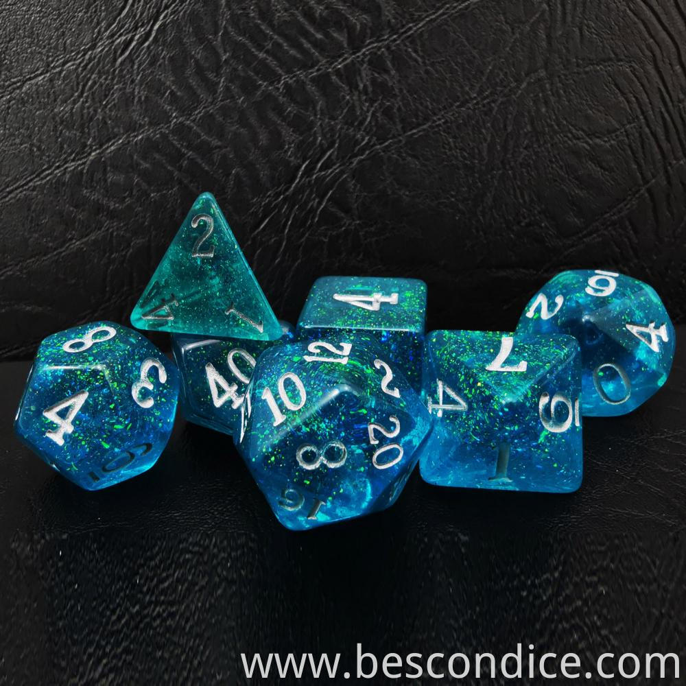 Blue Sparkling Shimmery Rpg Game Dice 2